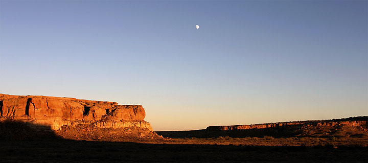 Chaco Canyon Mesa Sunset and Moonrise