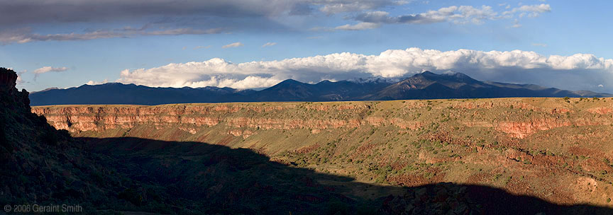 The Rio Grande Gorge rim and Taos mountains, NM