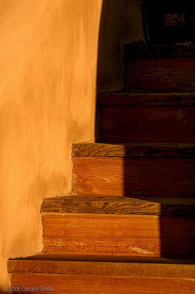 Autumn sunlight on a Taos staircase