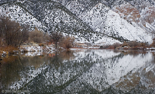 Winter reflections on the Rio Gand in Pilar, New Mexico