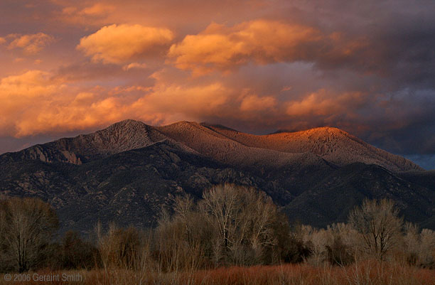 Taos Moutntain red willow sunset