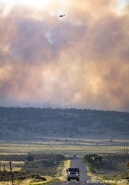 A fire burning west of Taos and the Rio Grande Gorge yesterday in New Mexico