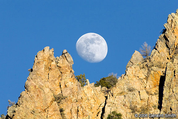 The moon rising over the ridge in the Rio Grande Gorge