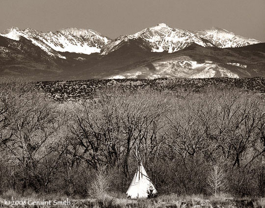 Tipi on the Rio Grande and the Truchas Peaks