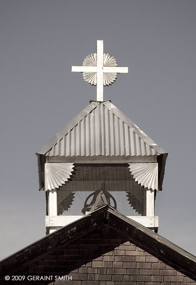 Tin work on the church of  San Antonio in the village of Valdez, NM