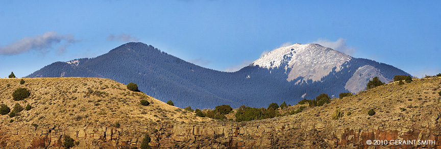 Taos Mountain from Orilla Verde, Pilar, NM