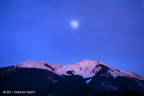 Pale moon over Vallecito Peak, Taos