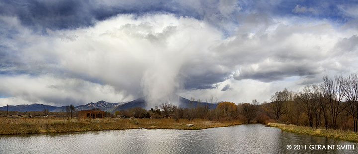 A mountain storm moving through ... a scene along the Rio Pueblo in Taos, NM