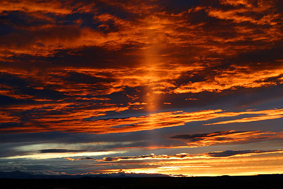Sunset sun ray Taos, New Mexico