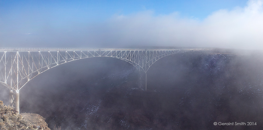 Rio Grande Gorge Bridge in the morning fog