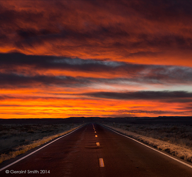 Highway sunset, on the road in Colorado highway 142 rio grande gorge manassa san luis