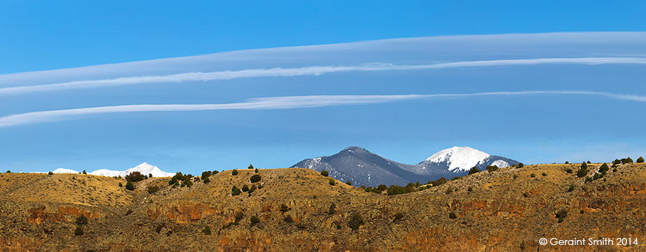 Taos Mountain and the Rio Grande Gorge with lenticular clouds