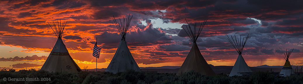 Sunset at the Taos Tipis new mexico nm usa flag