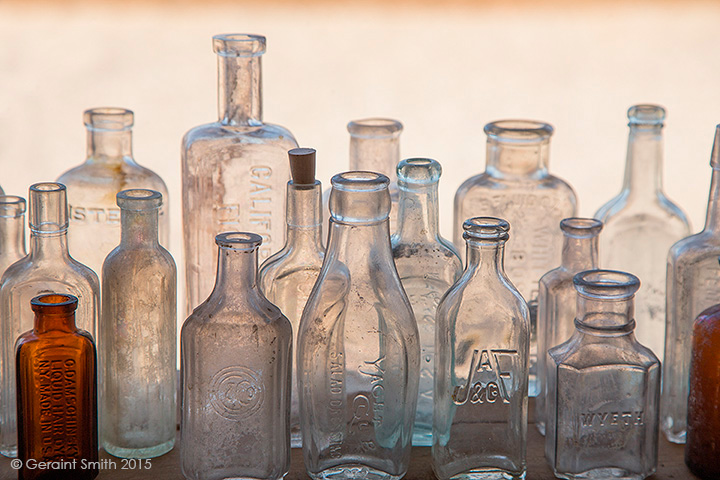 Some of the hundreds of bottles at the Casa Grande Trading Post in Cerrillos, NM