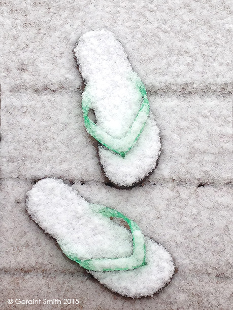 flip flops in snow