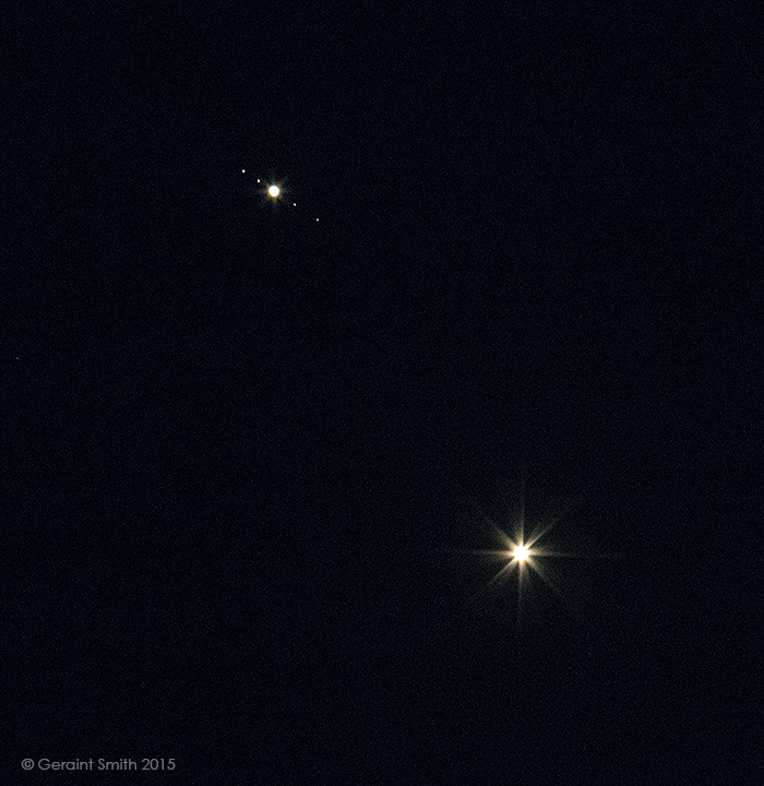 Venus and Jupiter with four of it's moons taken in san cristobal New Mexico