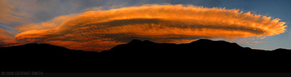 The 'Mothership Cloud' Taos, NM. Six images 'stitched' together of a cloud over the eastern foothills of the Sangre de Cristo mountains.