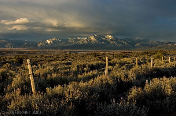 Taos valley sunset, a view from Hwy 68 south of Taos, New Mexico