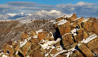 2013 December 03  Taos Mountain from the Rio Grande Gorge rocks