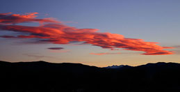 Red clouds over Taos and Truchas peaks, New Mexico
