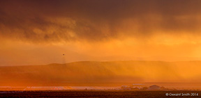 2014 November 25: Lift off at the Taos airport through the sunset and snow