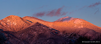 2014 November 18: Sunset and new snow on Pueblo Peak (Taos Mountain), NM