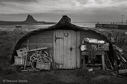 2014 October 19  Over turned boat storage shed on the Holy Island of Lindisfarne