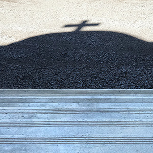 Steps leading down at the church in Dixon, NM