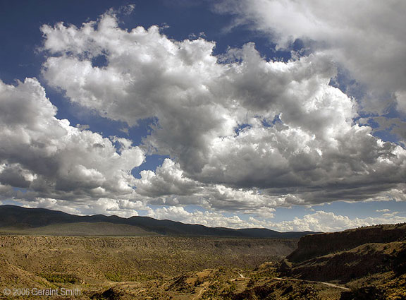 The Rio Grande Gorge, the Sangre de Cristo Mountains, and sky Taos, NM