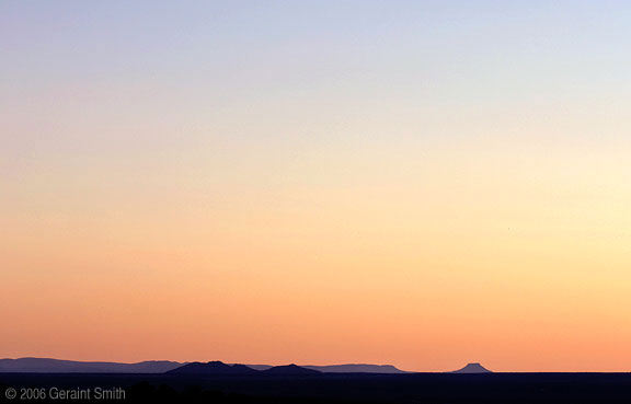 'A bit of mesa and a lot of sky' Across the mesa to Cerro Pedernal (the flat top), from Taos, New Mexico