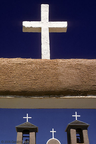 Four crosses at the St Francis church in Ranchos de Taos