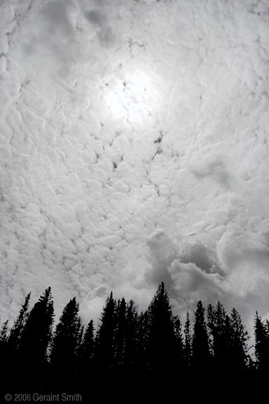 Yesterdays clouds over an outdoor breakfast in the Carson National Forest