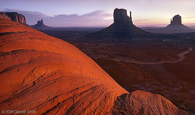 Morning light on red rock in Monument Valley Navajo Tribal Park