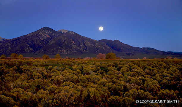 Full moon rise over Taos Mountain