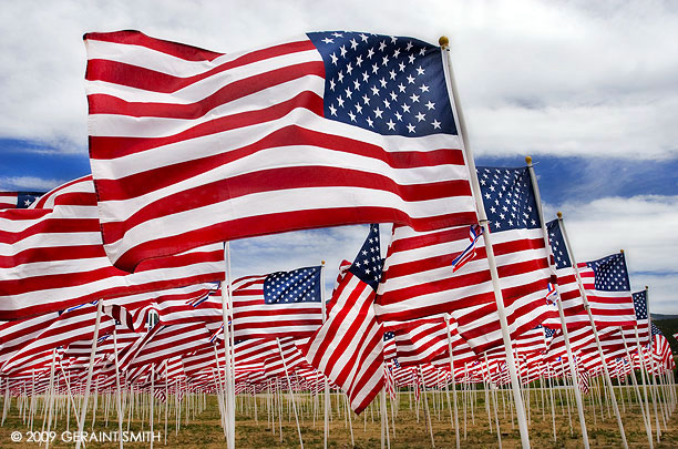 1000 flags at the Peace Field Memorial Day weekend in Questa New Mexico