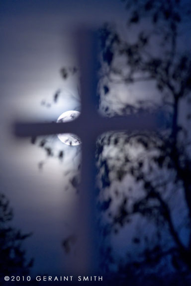 The moon rise at the St Francis Church Ranchos de Taos