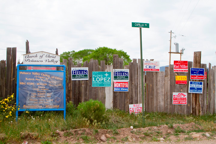 "I'm voting for the one taking down the signs after the election" (Harry Vedoe, Taos NM)