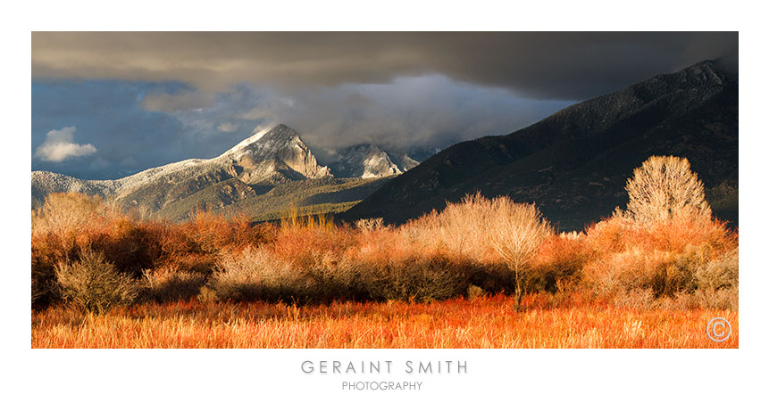 Winter light on the Taos mountains
