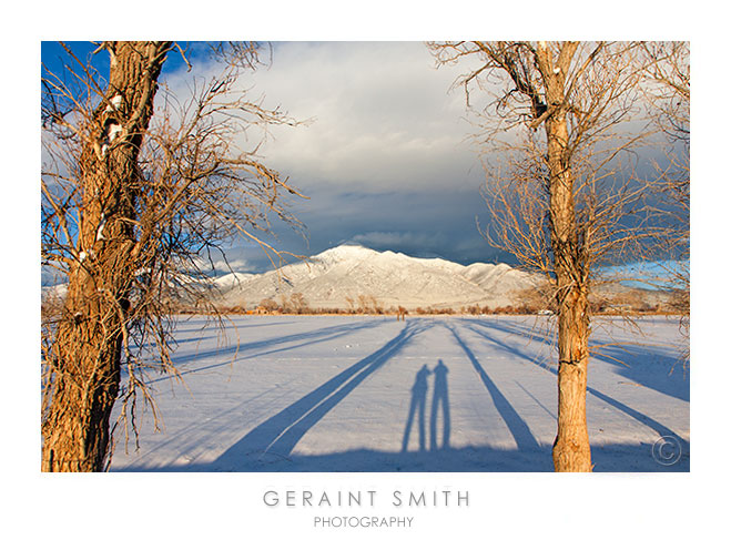 Photographing the long shadows and the mountain
