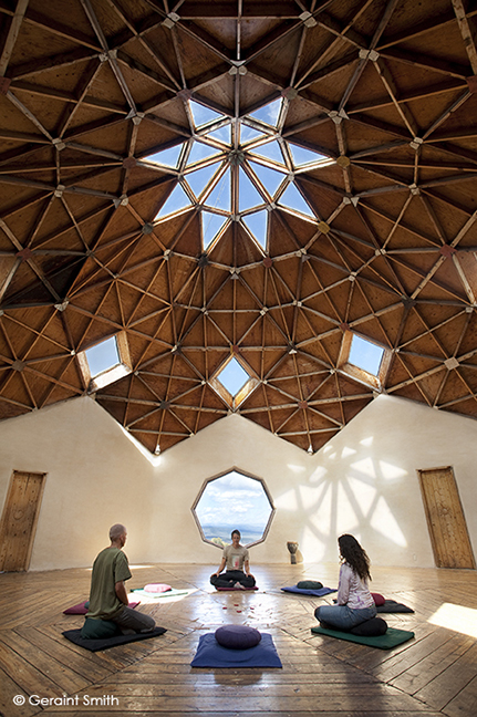 Under the dome at the Lama Foundation, New Mexico