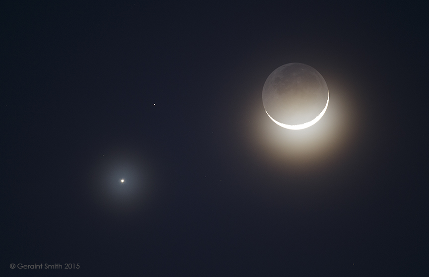 Tonight's crescent moon, Venus and Mars, san cristobal, new mexico, nm