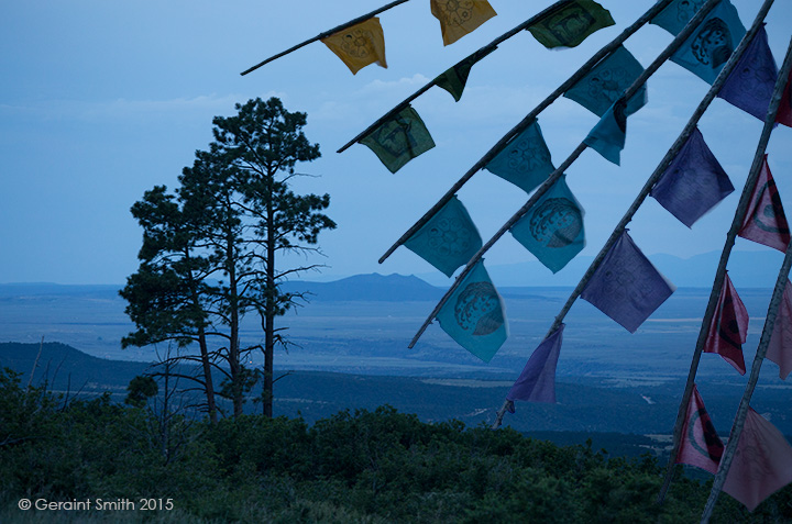 Prayer Flags with "Three Peaks" (Tres Orejas) from Lama, New Mexico