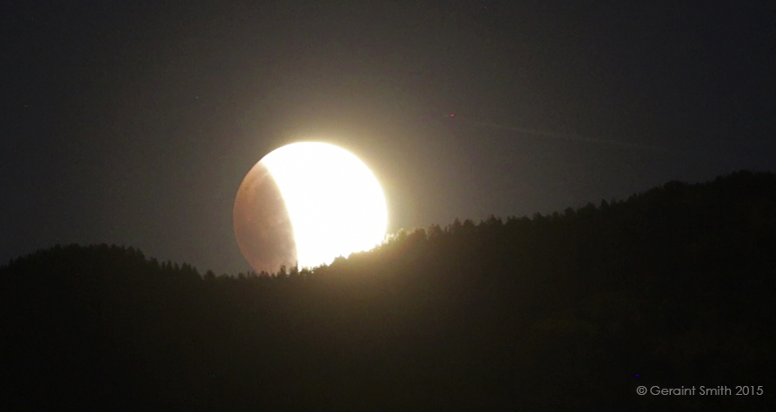 The Luna eclipse as it rose over the Sangre de Cristos this evening
