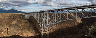 2016 August 09: Very large multiple image panorama of the Rio Grande Gorge Bridge, Highway 64, Taos NM