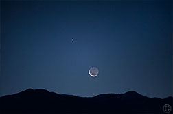 2012 December 12,  Venus, moon over the Sangre de Cristos  