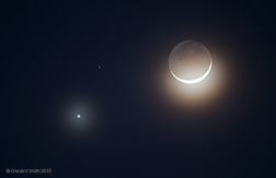 2015 February 21: Tonight's crescent moon, Venus and Mars