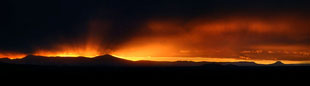 Taos winter sunset, Jemez mountains and Cerro Pedernal