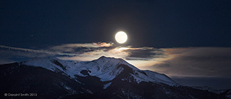 2015 January 05: The full moonrise last night over Vallecito Peak, Taos, NM