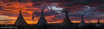 2014 September 07  Sunset at the Taos Tipis new mexico usa flag