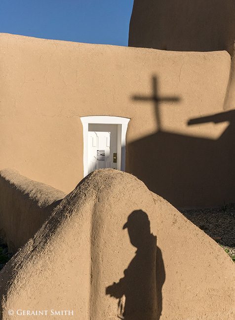 photographers shadows at the st francis church ranchos de taos